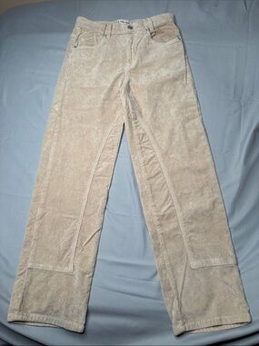 We The Free People Cream Risk Taker High Rise Straight Corduroy Pants Size 25